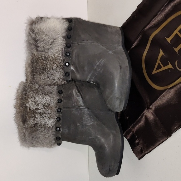 Rare ASH Rabbit top w/hammer nail accents sz European 37  Wedge booties - Picture 12 of 12